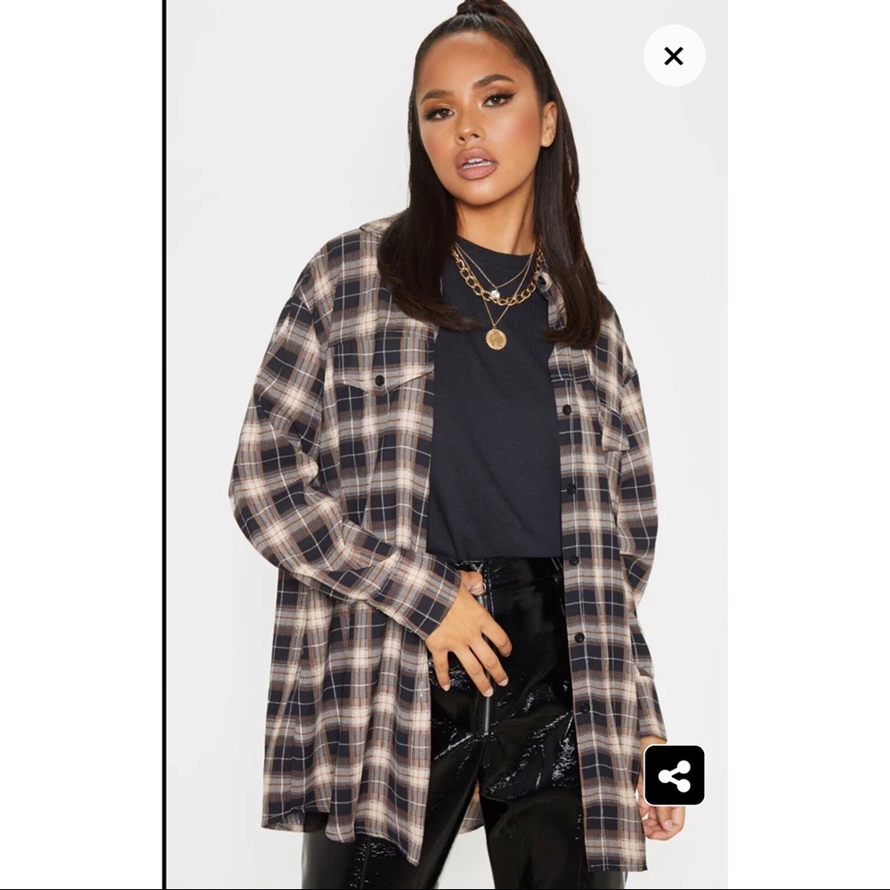 Chocolate checked shirt from pretty little thing